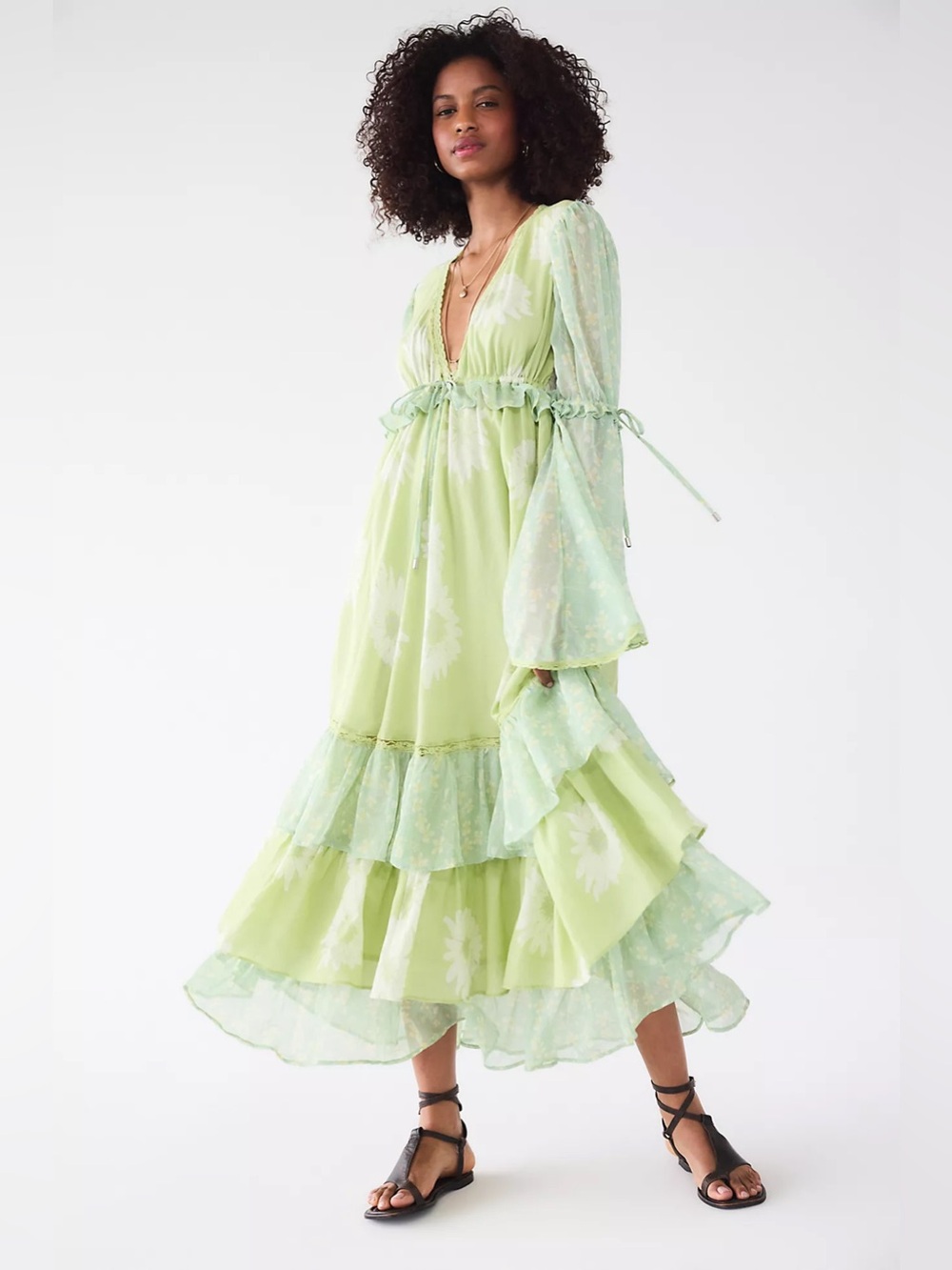 NWT Free People Calypso V-Neck Floral Maxi Dress
